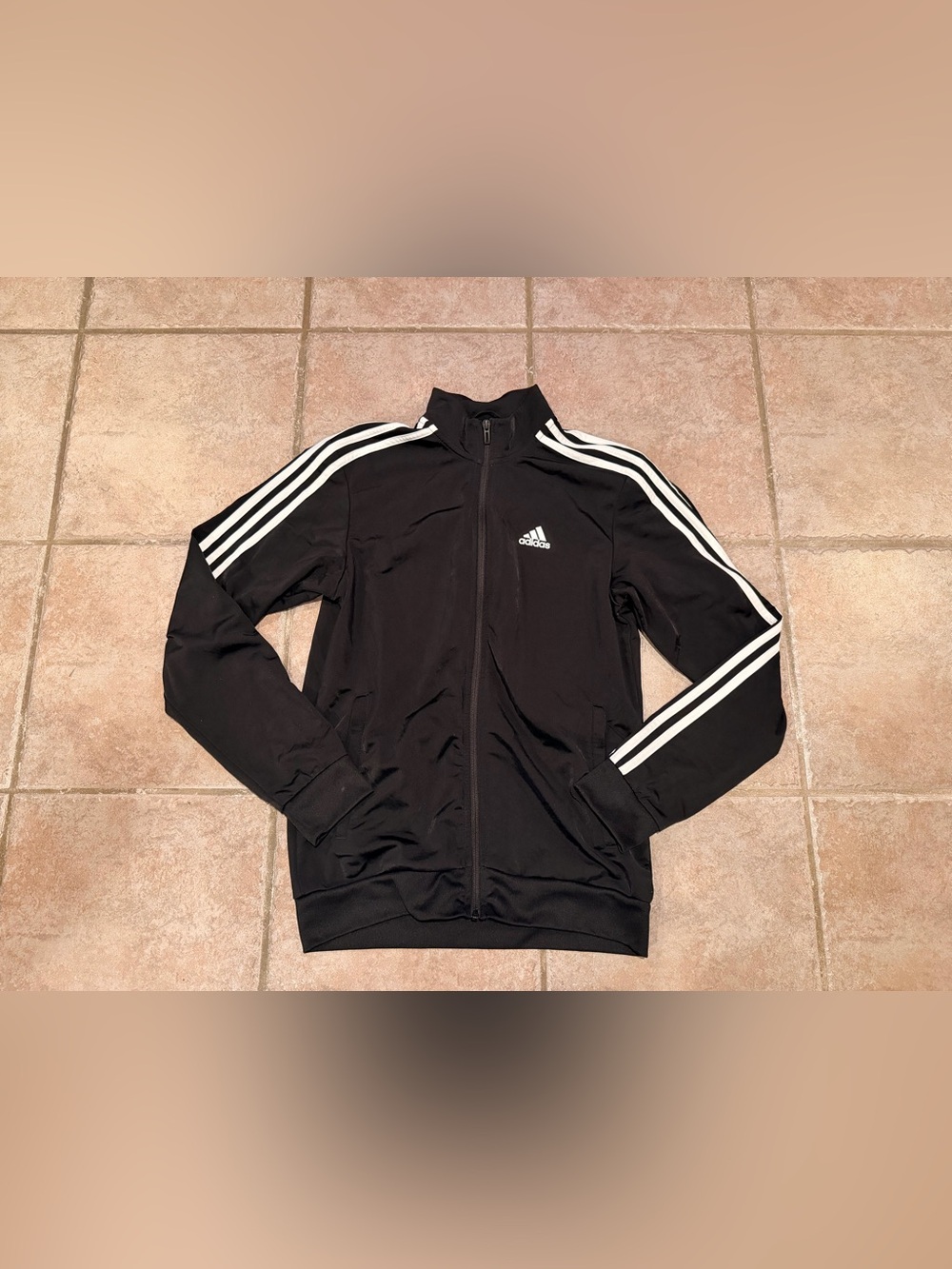 adidas Black Track Jacket with White Three-Stripes